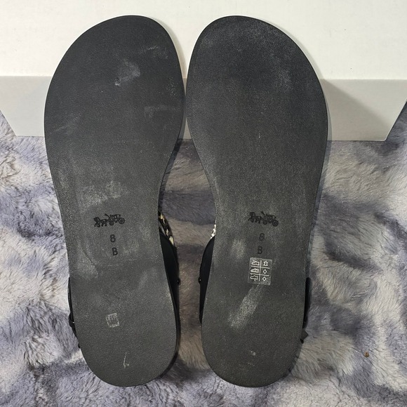 NWB Coach Clarkson Flat Strappy Thong Sandals in Black & White Buckle SZ 8 - Picture 6 of 9